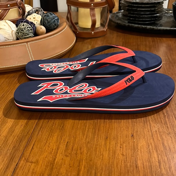 Polo Ralph Lauren Whitlebury Script flip flops thongs sandals shoes Mens Size 15 - Picture 3 of 14